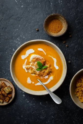 Recette velouté de butternut au fromage frais fermier de vache, Comberouger, Gaec de l’Elanion